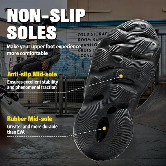 Men's Black Foam Runner Non Slip Cloud Slides Lightweight Sandal Shoes